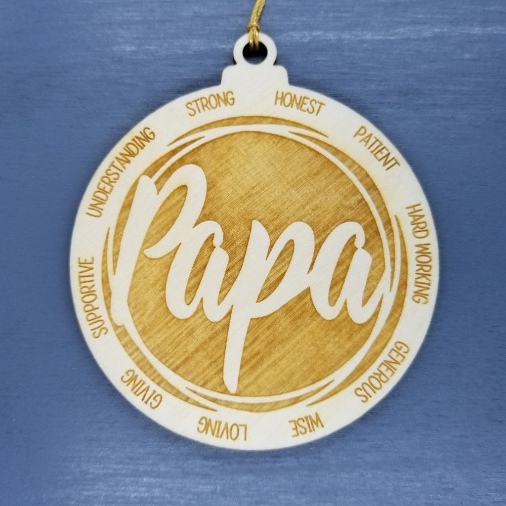 Papa Christmas Ornament - Character Traits - Handmade Wood Ornament -  Gift